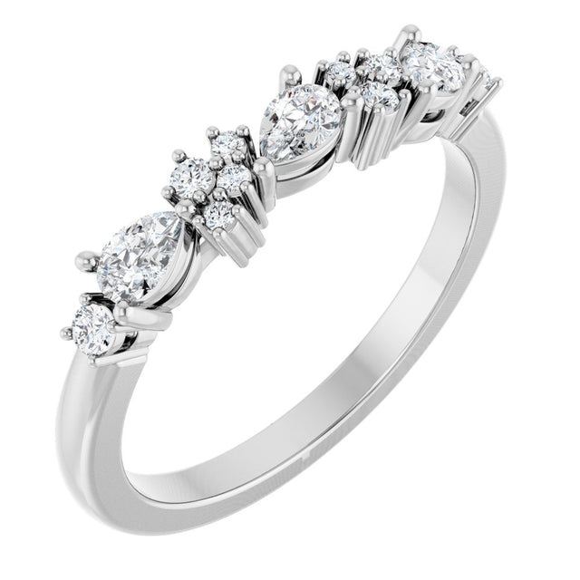 14K White 3/8 CTW Natural Diamond Anniversary Band
