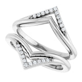 14K White 1/8 CTW Natural Diamond Double Row Ring Guard