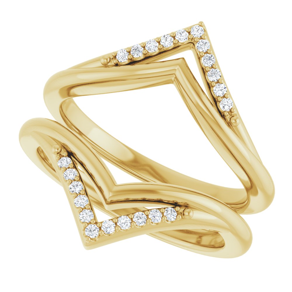 14K Yellow Gold 1/8 CTW Natural Diamond Double Row Ring Guard