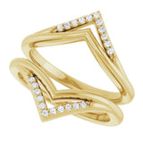 14K Yellow Gold 1/8 CTW Natural Diamond Double Row Ring Guard
