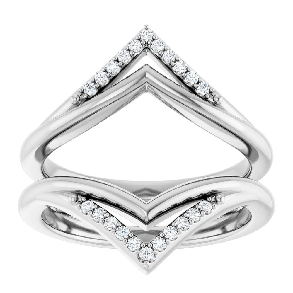 14K White 1/8 CTW Natural Diamond Double Row Ring Guard