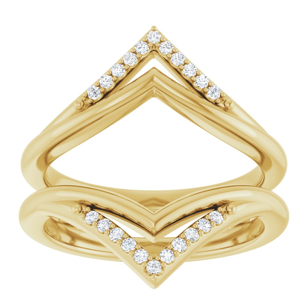 14K Yellow 1/8 CTW Natural Diamond Double Row Ring Guard