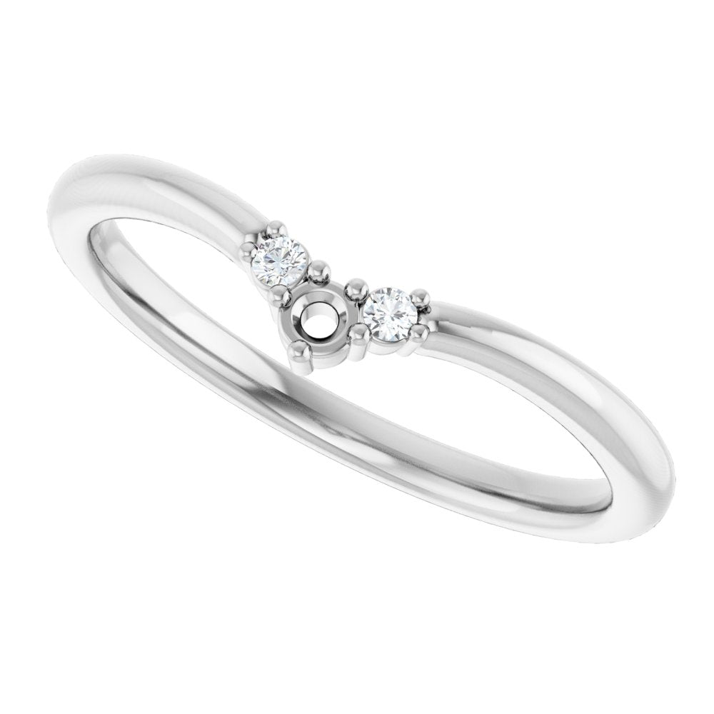 14K White .06 CTW Lab-Grown Diamond Contour Band