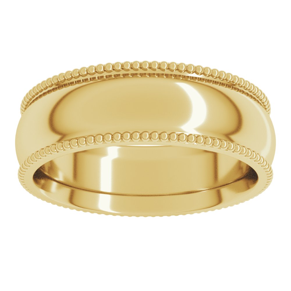 14K Yellow 6 mm Beaded Comfort-Fit Half Round Band Size 12