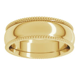 14K Yellow Gold 6 mm Beaded Comfort-Fit Half Round Band Size 9