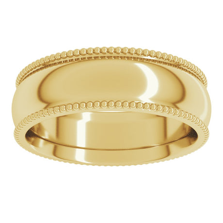 10K Yellow 6 mm Beaded Comfort-Fit Half Round Band Size 8.5