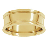 14K Yellow 7 mm Milgrain Stepped-Edge Concave Band