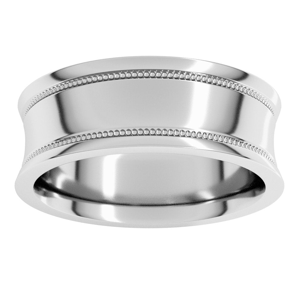 Continuum Sterling Silver 7 mm Milgrain Stepped-Edge Concave Band Size 9.5