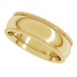14K Yellow Gold 6 mm Beaded Comfort-Fit Half Round Band Size 9