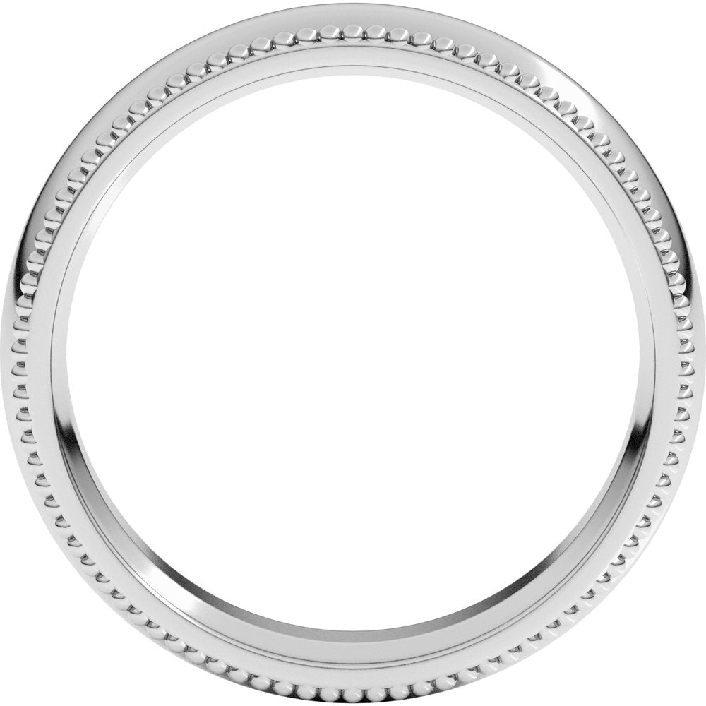 Platinum 5 mm Beaded Comfort-Fit Half Round Band Size 7.5