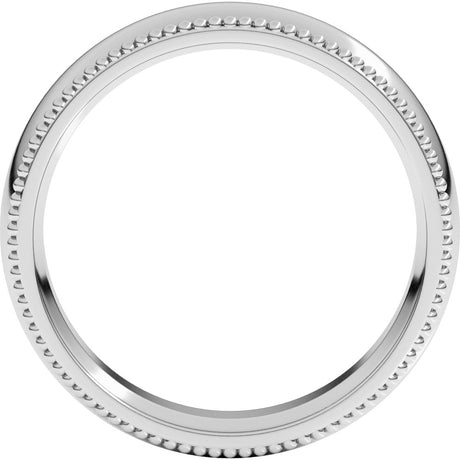14K White Gold 5 mm Beaded Comfort-Fit Half Round Band Size 7.5