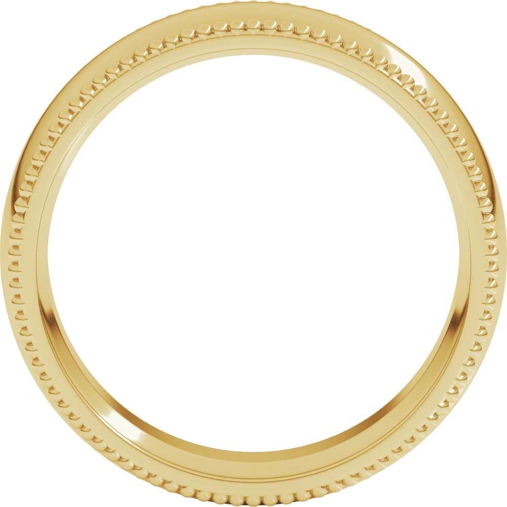 14K Yellow Gold 6 mm Beaded Comfort-Fit Half Round Band Size 9