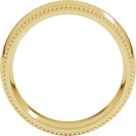 10K Yellow Gold 6 mm Beaded Comfort-Fit Half Round Band Size 6.5