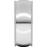 14K White 8 mm Beaded Comfort-Fit Half Round Band Size 8