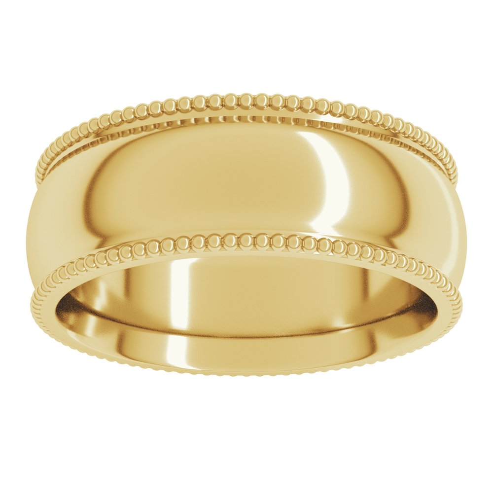 14K Yellow Gold 7 mm Beaded Comfort-Fit Half Round Band Size 5