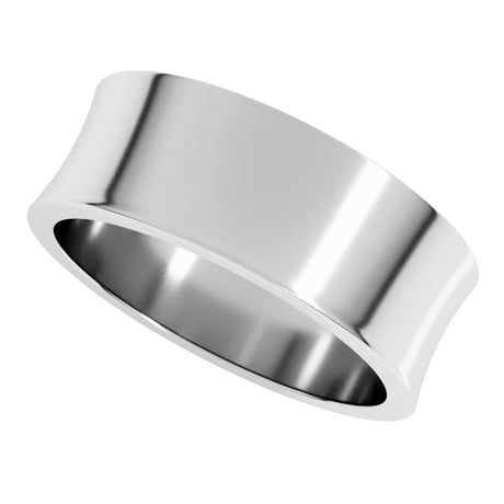 10K White 7 mm Lightweight Concave Band Size 8