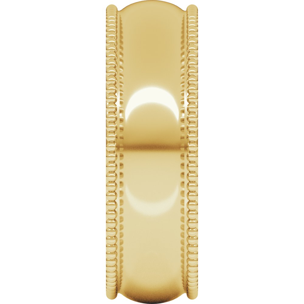 10K Yellow Gold 6 mm Beaded Comfort-Fit Half Round Band Size 6.5