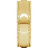 14K Yellow Gold 6 mm Beaded Comfort-Fit Half Round Band Size 9
