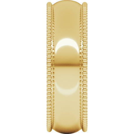 14K Yellow Gold 6 mm Beaded Comfort-Fit Half Round Band Size 9