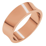 14K Rose 6 mm Concave Light Band Size 6.5