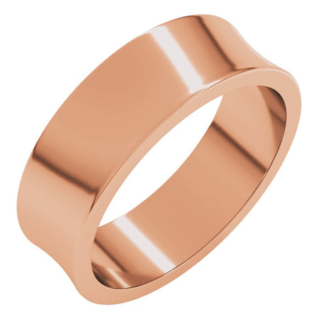 14K Rose 6 mm Lightweight Concave Band Size 10