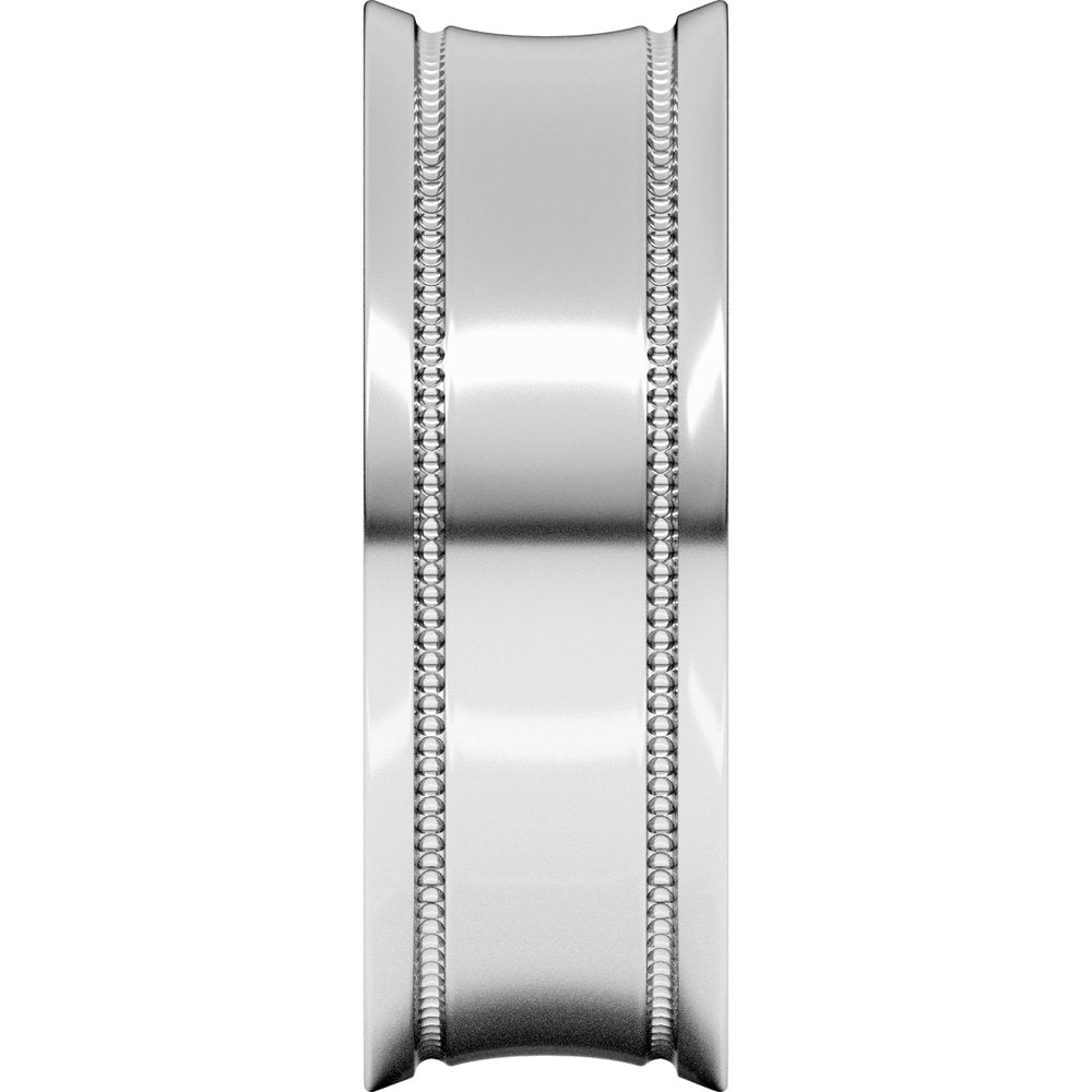 Continuum Sterling Silver 7 mm Milgrain Stepped-Edge Concave Band Size 9.5