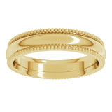 10K Yellow 4 mm Beaded Comfort-Fit Half Round Band Size 4.5