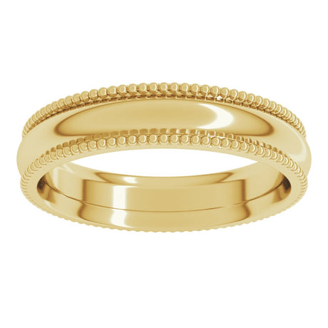 10K Yellow Gold 4 mm Beaded Comfort-Fit Half Round Band Size 4.5
