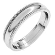 14K White Gold 4 mm Beaded Comfort-Fit Half Round Band Size 8.5