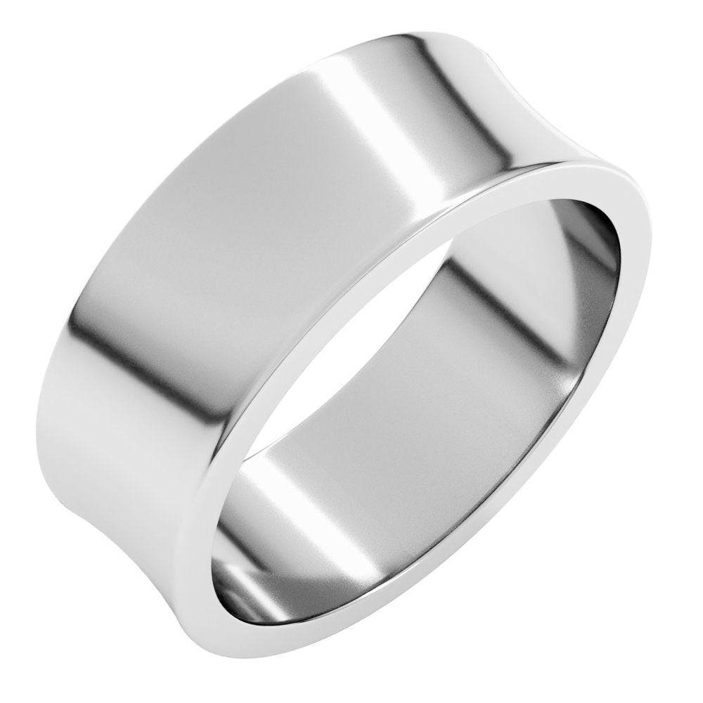 14K White 7 mm Lightweight Concave Band Size 6.5