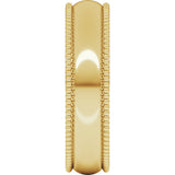 10K Yellow 5 mm Beaded Comfort-Fit Half Round Band Size 8