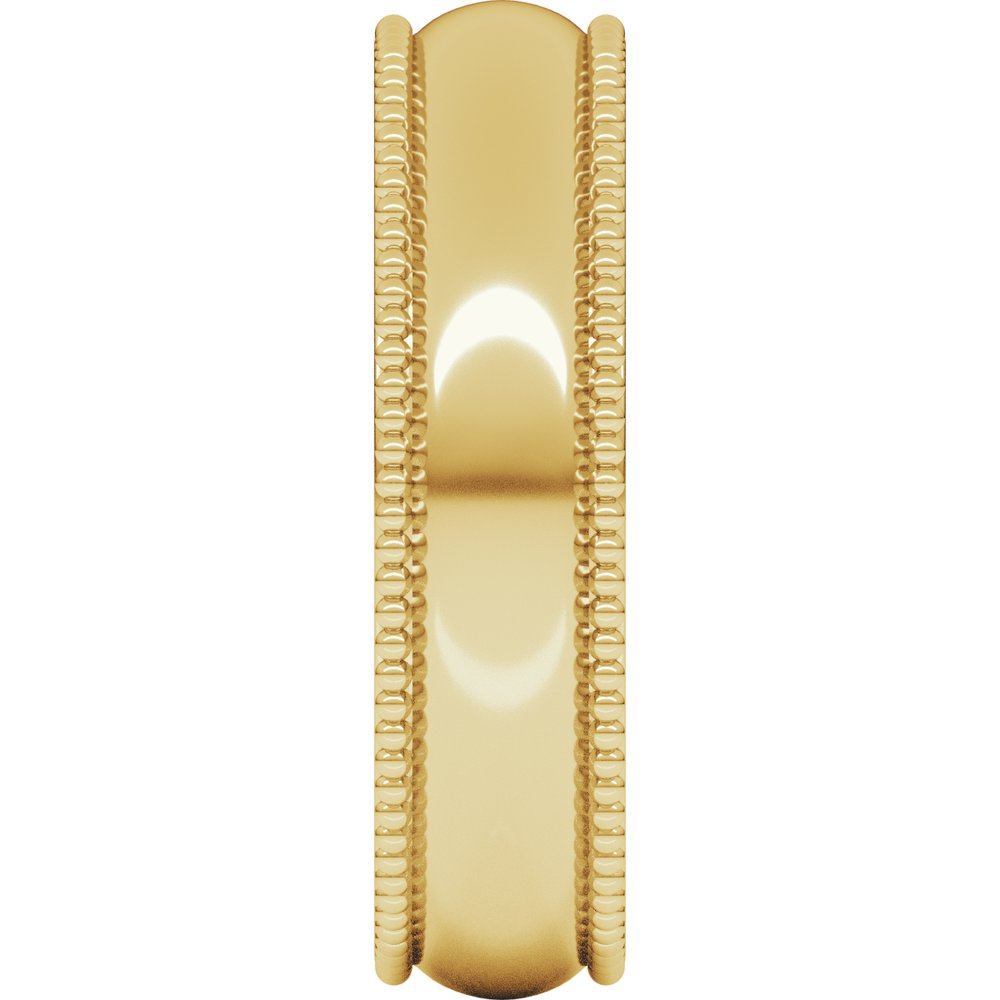 14K Yellow Gold 5 mm Beaded Comfort-Fit Half Round Band Size 7.5