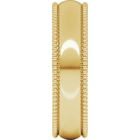 14K Yellow 5 mm Beaded Comfort-Fit Half Round Band Size 8.5