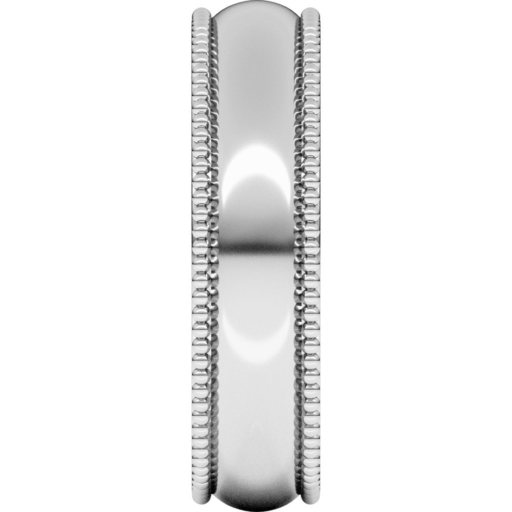 14K White Gold 5 mm Beaded Comfort-Fit Half Round Band Size 7.5