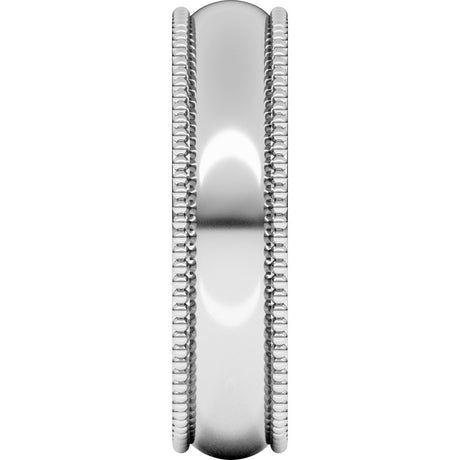 14K White Gold 5 mm Beaded Comfort-Fit Half Round Band Size 7.5