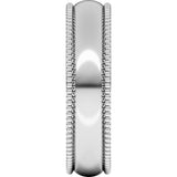 14K White Gold 5 mm Beaded Comfort-Fit Half Round Band Size 7.5