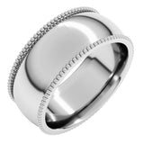 14K White 8 mm Beaded Comfort-Fit Half Round Band Size 8