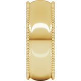 14K Yellow 7 mm Beaded Comfort-Fit Half Round Band Size 5