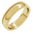 14K Yellow Gold 5 mm Beaded Comfort-Fit Half Round Band Size 7.5