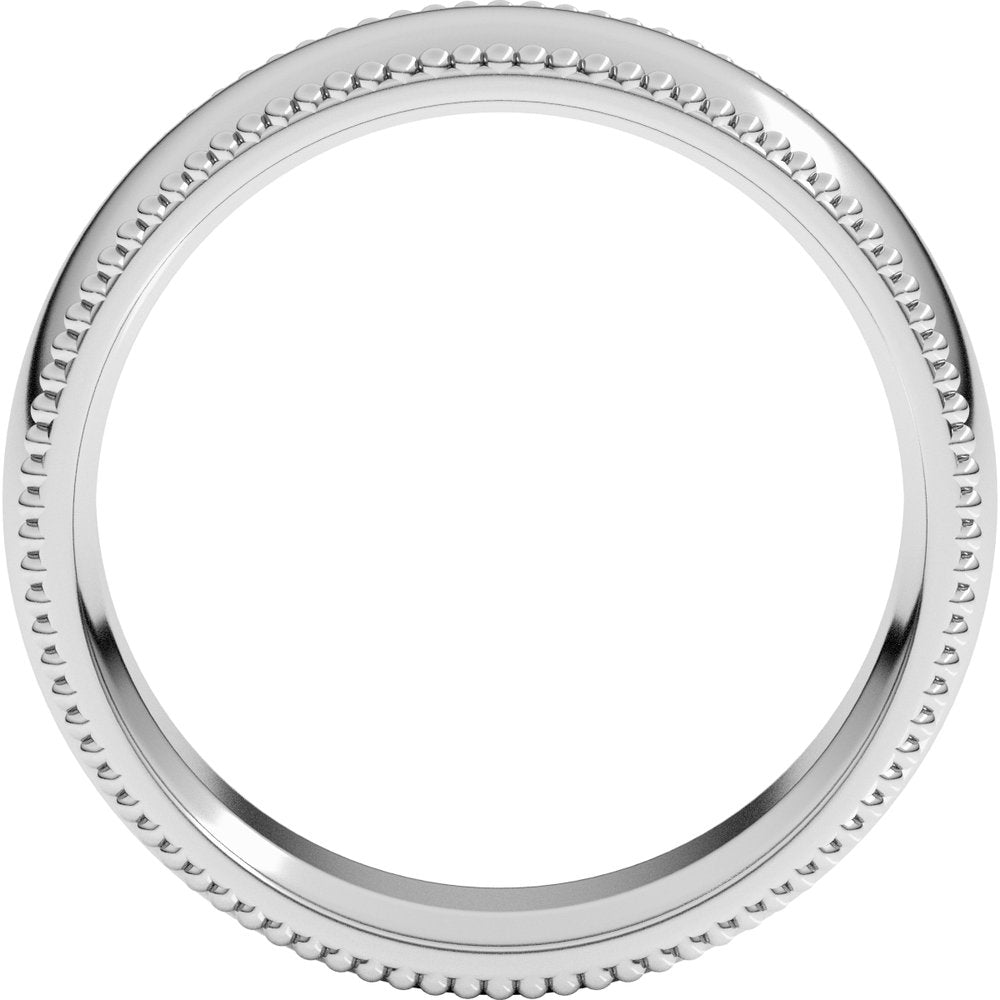 14K White 7 mm Beaded Comfort-Fit Half Round Band Size 9