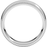 14K White 7 mm Beaded Comfort-Fit Half Round Band Size 9