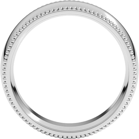 14K White 7 mm Beaded Comfort-Fit Half Round Band Size 9