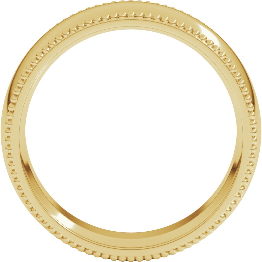 14K Yellow Gold 7 mm Beaded Comfort-Fit Half Round Band Size 5