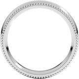 14K White Gold 4 mm Beaded Comfort-Fit Half Round Band Size 8.5