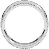 14K White 8 mm Beaded Comfort-Fit Half Round Band Size 8