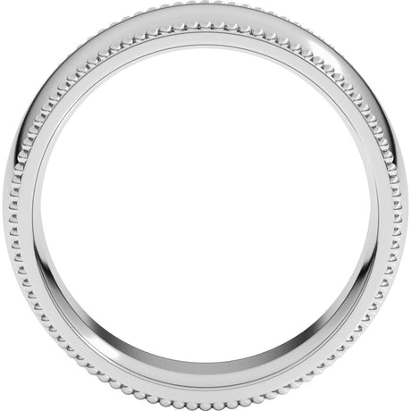 14K White 8 mm Beaded Comfort-Fit Half Round Band Size 8