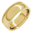 14K Yellow Gold 7 mm Beaded Comfort-Fit Half Round Band Size 5