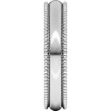 14K White Gold 4 mm Beaded Comfort-Fit Half Round Band Size 8.5