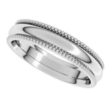 14K White Gold 4 mm Beaded Comfort-Fit Half Round Band Size 8.5