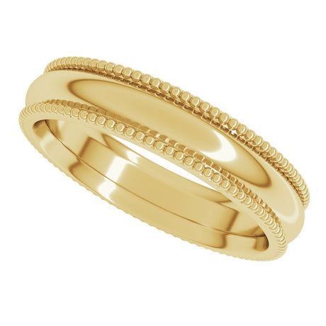 10K Yellow Gold 4 mm Beaded Comfort-Fit Half Round Band Size 4.5